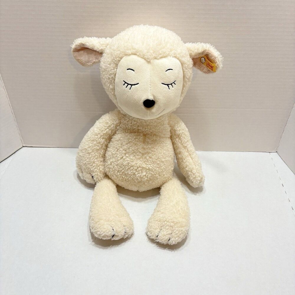 Steiff Soft Cuddly Friends Sugar Lamb Plush Stuffed Animal Sheep Baby Ear Button